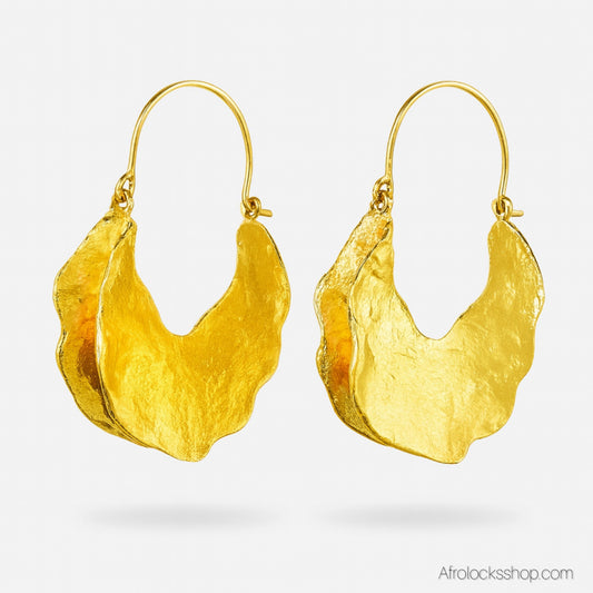 Boucles Peul/Fulani martelées – laiton doré