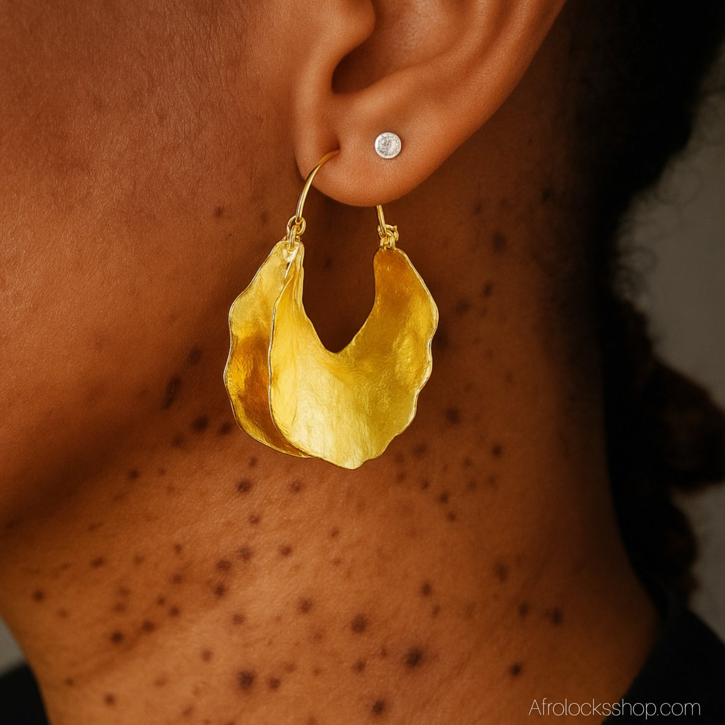 Boucles Peul/Fulani martelées – laiton doré