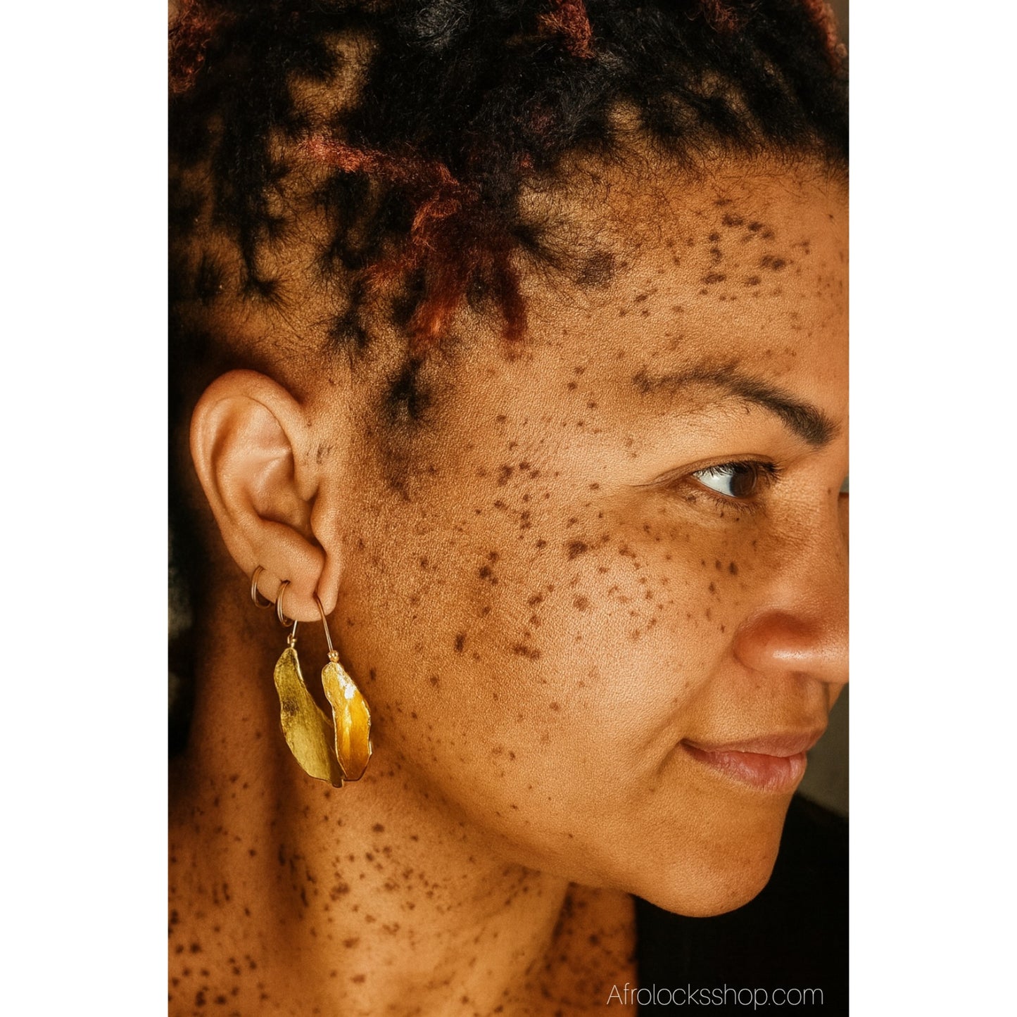 Boucles Peul/Fulani martelées – laiton doré