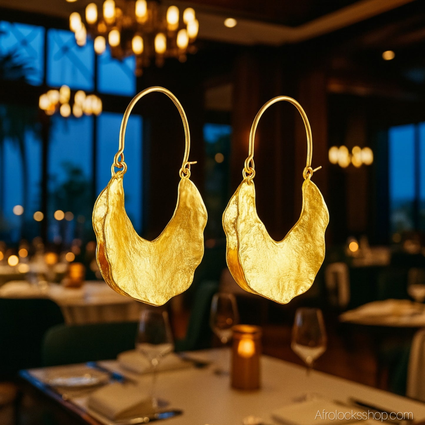 Boucles Peul/Fulani martelées – laiton doré