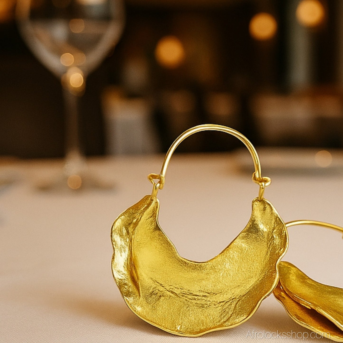 Boucles Peul/Fulani martelées – laiton doré