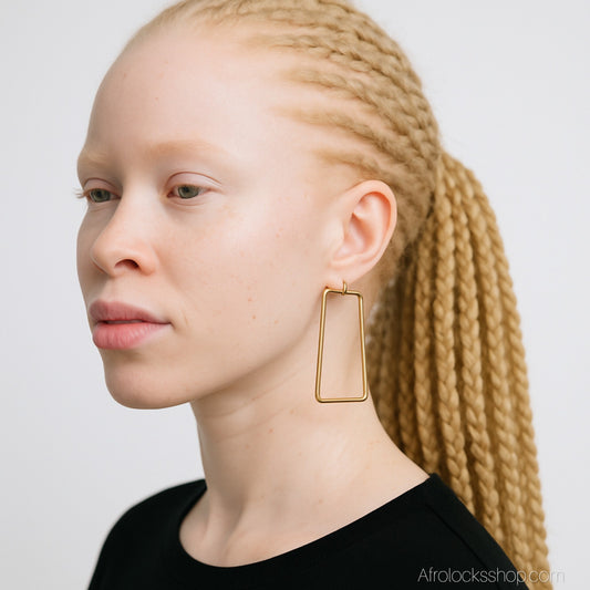 Boucles d’oreilles rectangles 7 cm – Acier inoxydable doré ✨