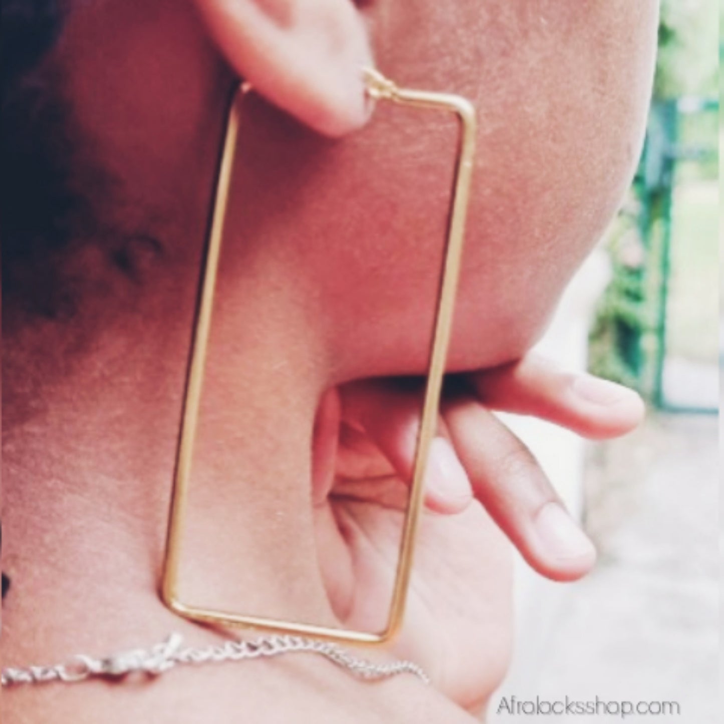 Boucles d’oreilles rectangles 7 cm – Acier inoxydable doré ✨