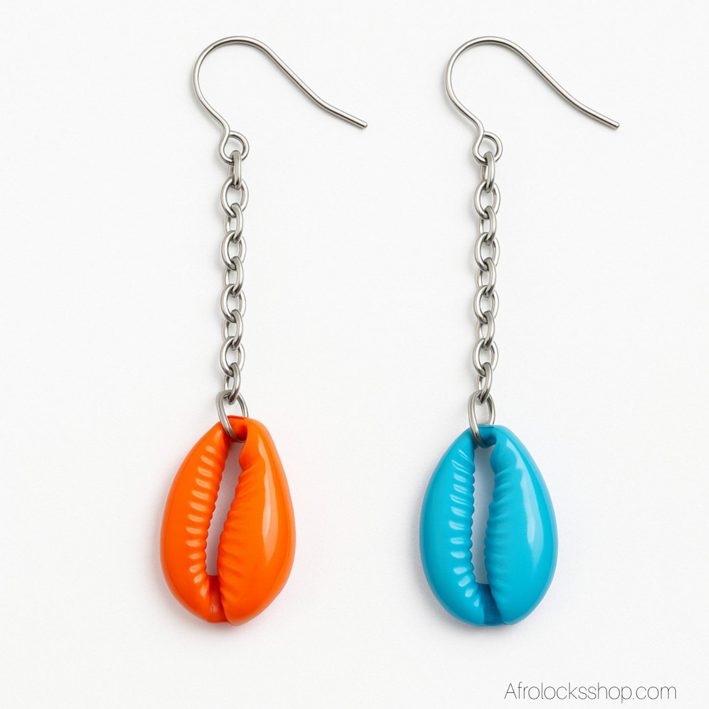 Boucles d’oreilles cauris multicolores – lot de 4 – mix & match – longueur ~6 cm