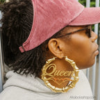 Bouclesoreillesbambouhoopsplaqueorqueen2 - Afro Locks Shop