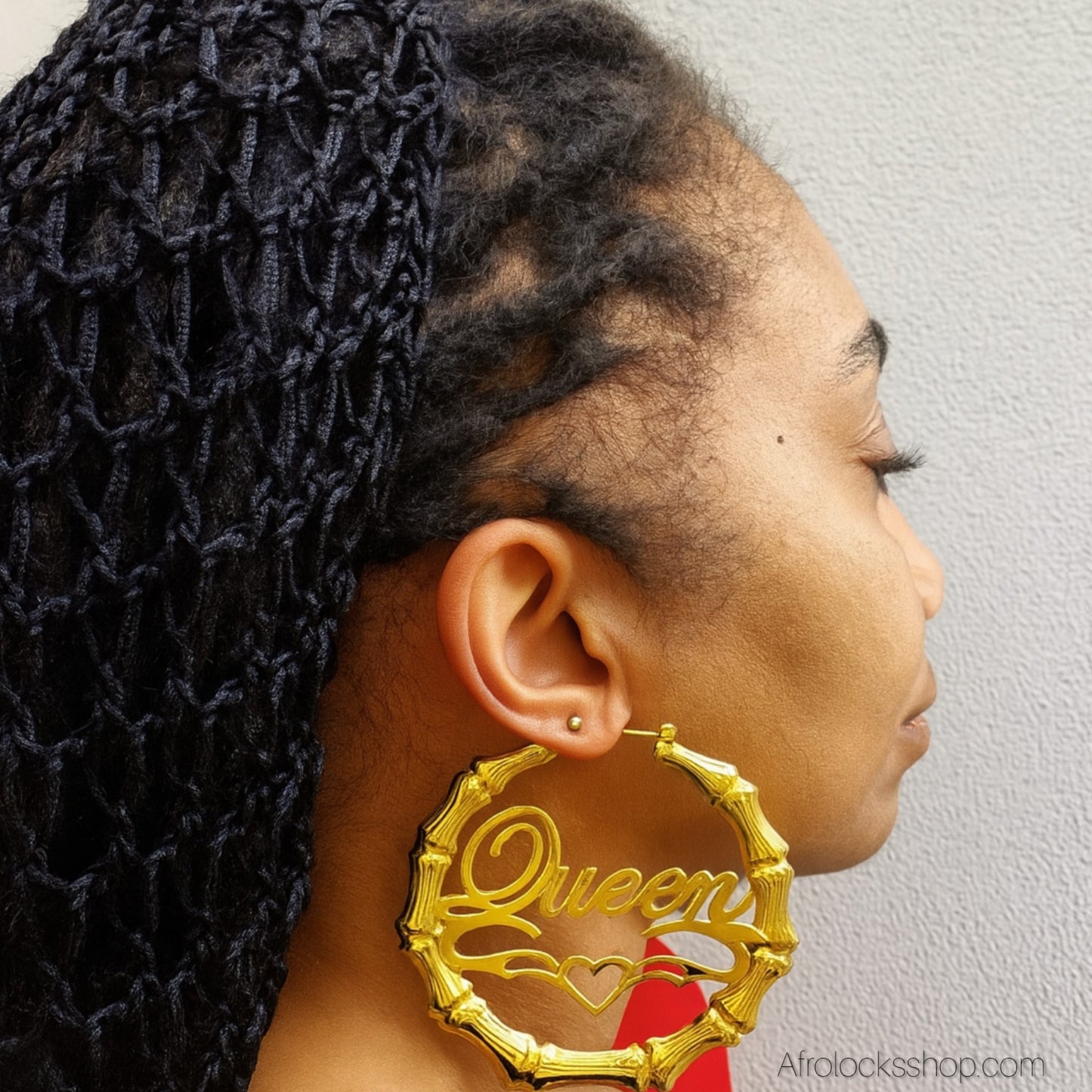 Boucles d’oreilles « Queen » en bambou – 👑 plaqué or premium – 3 tailles (10 cm, 6 cm, 3 cm)