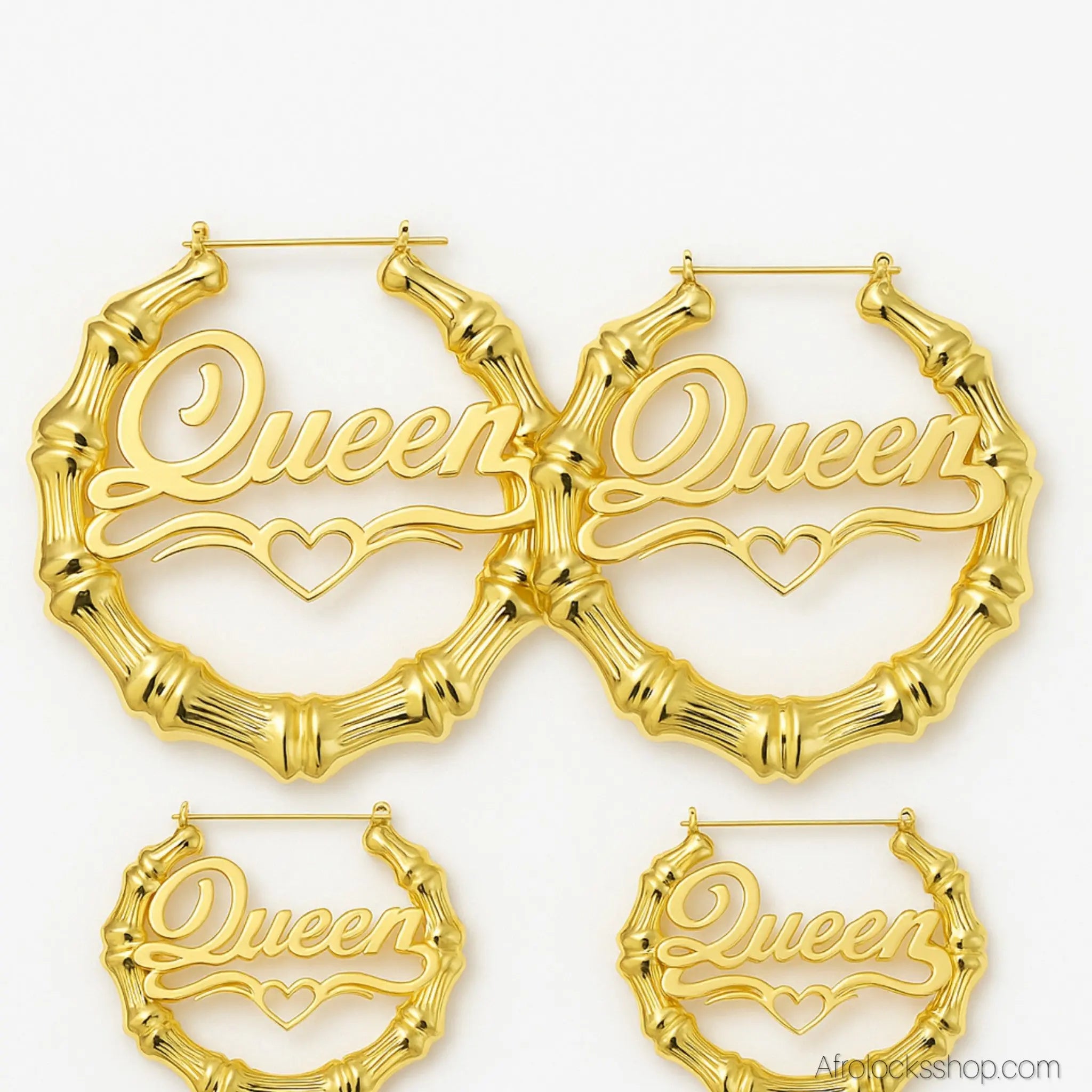 Bouclesoreillesbambouhoopsplaqueorqueen7 - Afro Locks Shop
