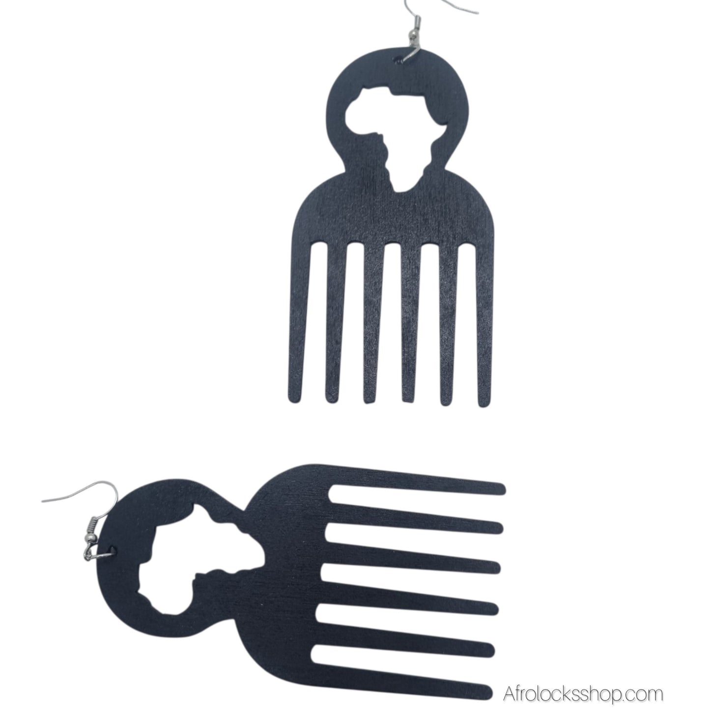 Boucles d’oreilles artisanales en bois – Peigne africain & symbole Adinkra - 2 coloris