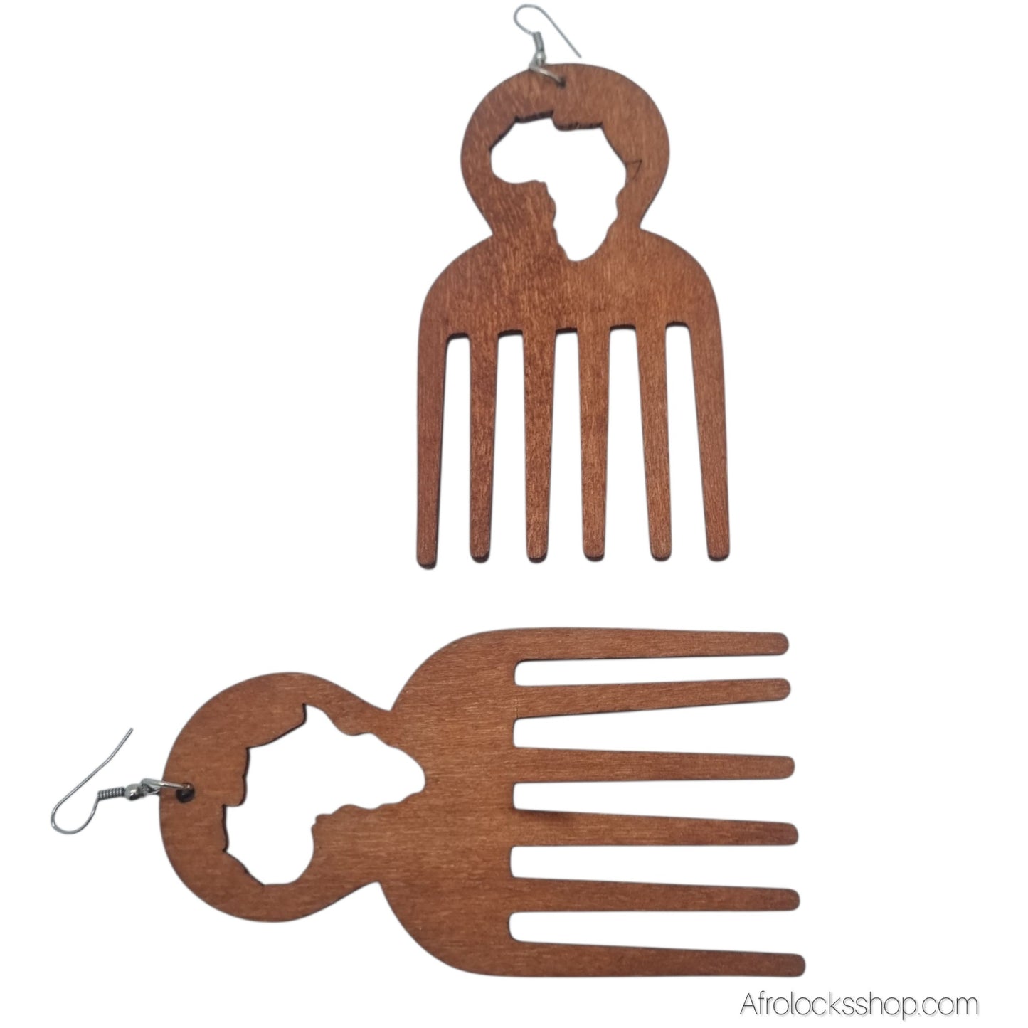 Boucles d’oreilles artisanales en bois – Peigne africain & symbole Adinkra - 2 coloris