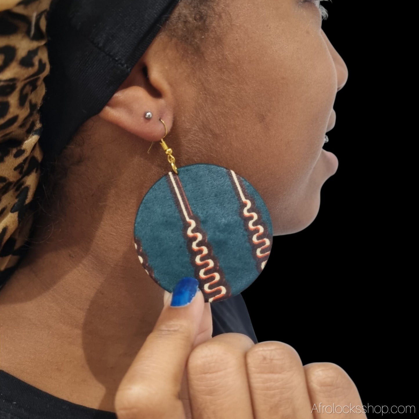 Boucles d’oreilles wax africain du Ghana – rondes 5 cm – bijoux artisanaux colorés