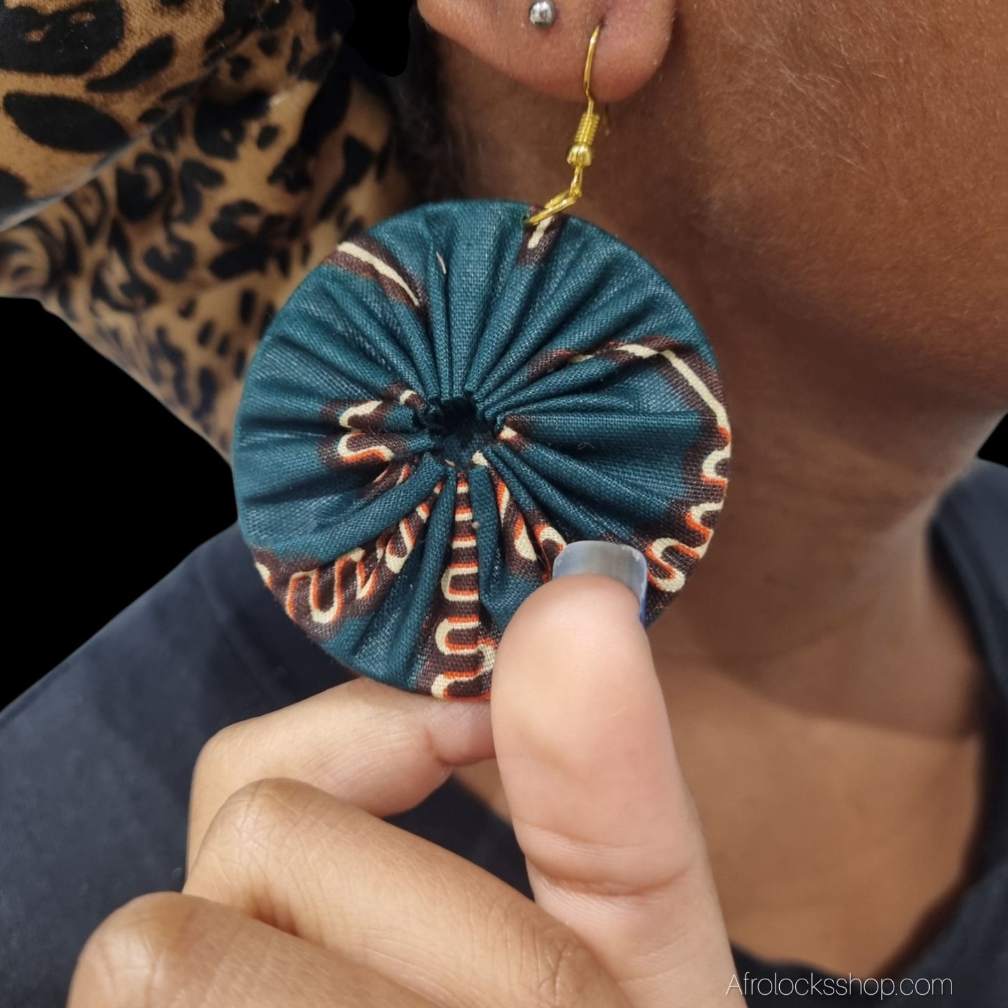 Boucles d’oreilles wax africain du Ghana – rondes 5 cm – bijoux artisanaux colorés