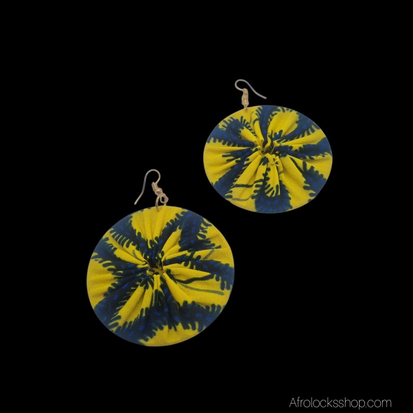 Boucles d’oreilles wax africain du Ghana – rondes 5 cm – bijoux artisanaux colorés