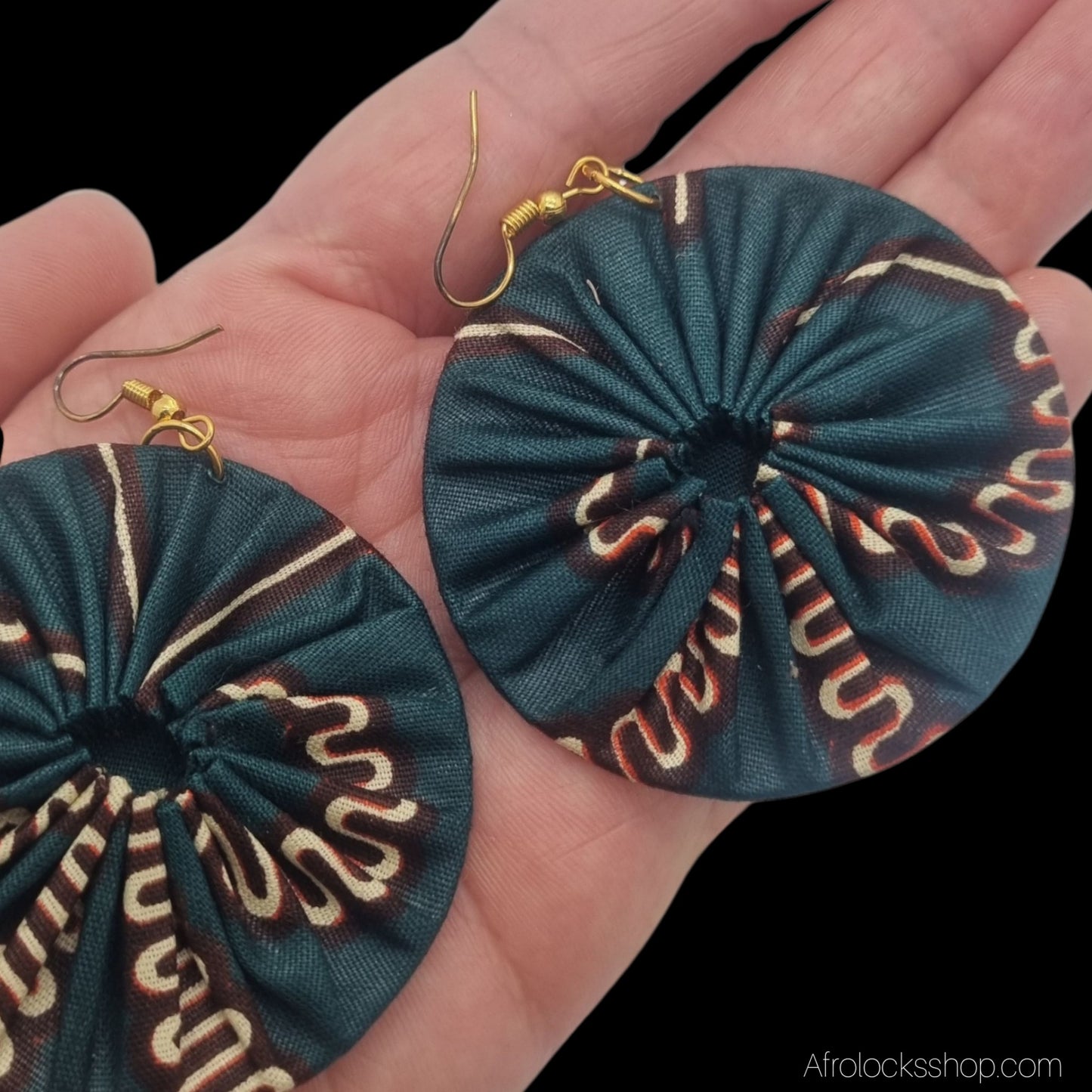 Boucles d’oreilles wax africain du Ghana – rondes 5 cm – bijoux artisanaux colorés