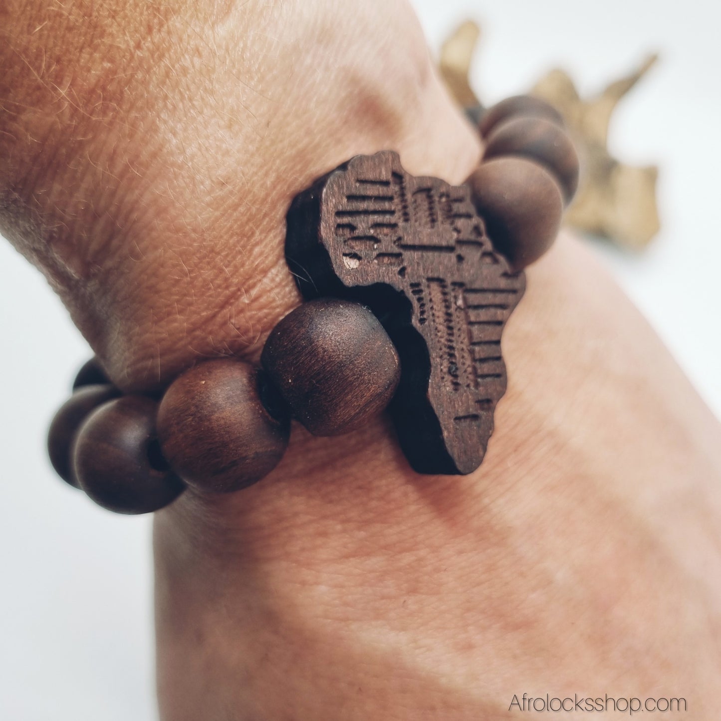 Bracelet en bois Afrique 🌍 – perles naturelles, élastique, unisexe (3 coloris)