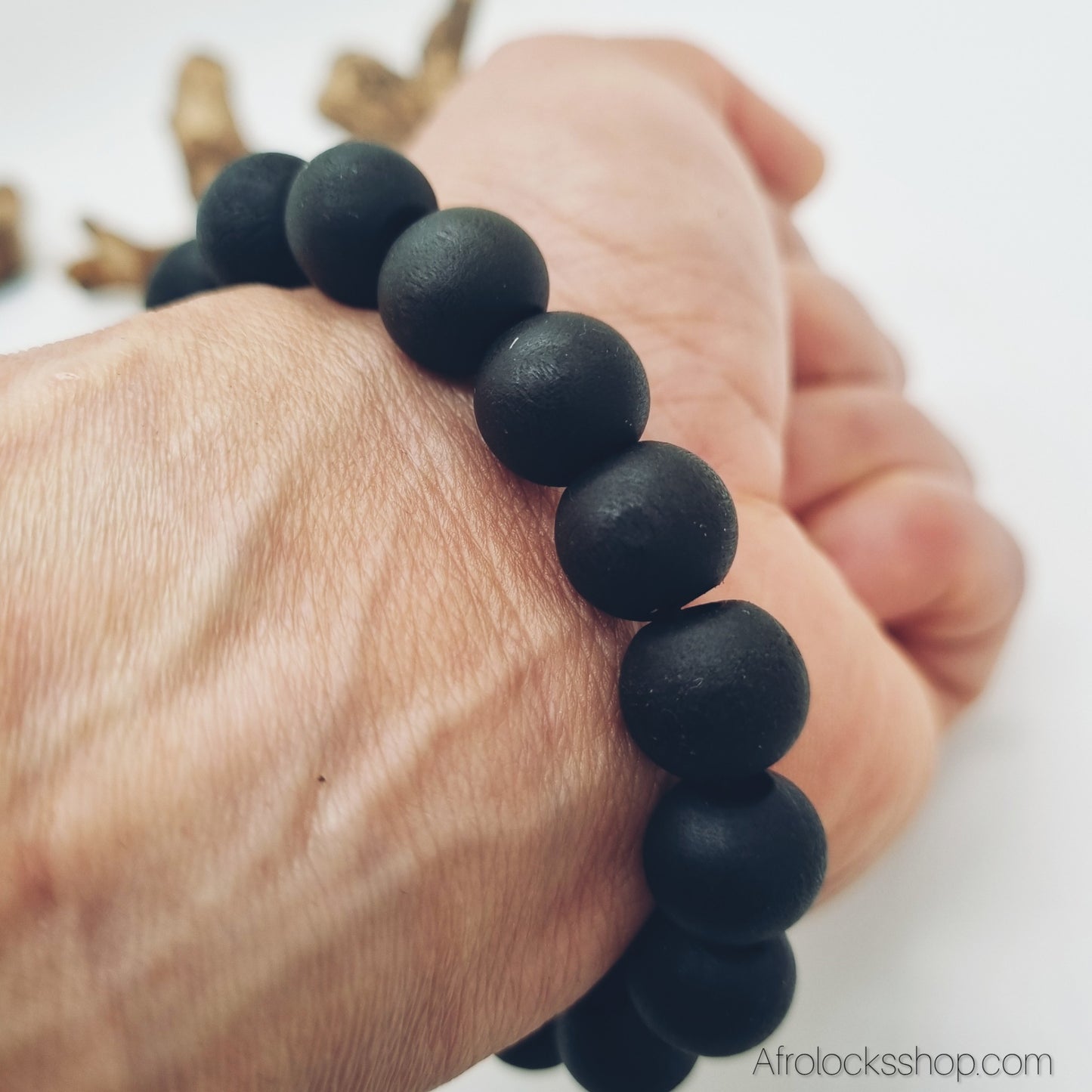 Bracelet en bois Afrique 🌍 – perles naturelles, élastique, unisexe (3 coloris)