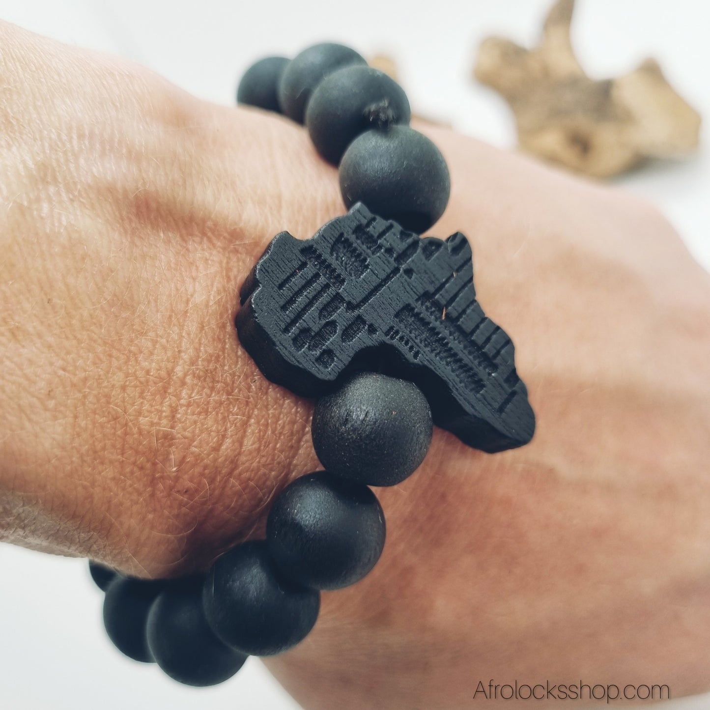 Bracelet en bois Afrique 🌍 – perles naturelles, élastique, unisexe (3 coloris)