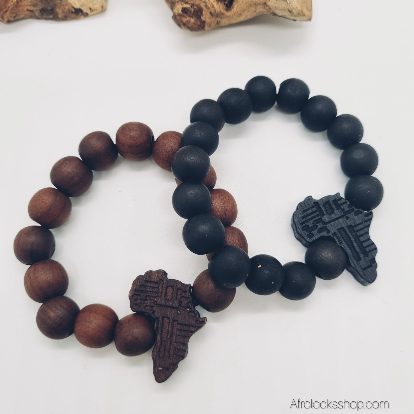 Bracelet en bois Afrique 🌍 – perles naturelles, élastique, unisexe (3 coloris)