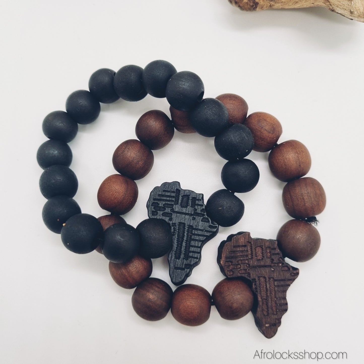 Bracelet en bois Afrique 🌍 – perles naturelles, élastique, unisexe (3 coloris)
