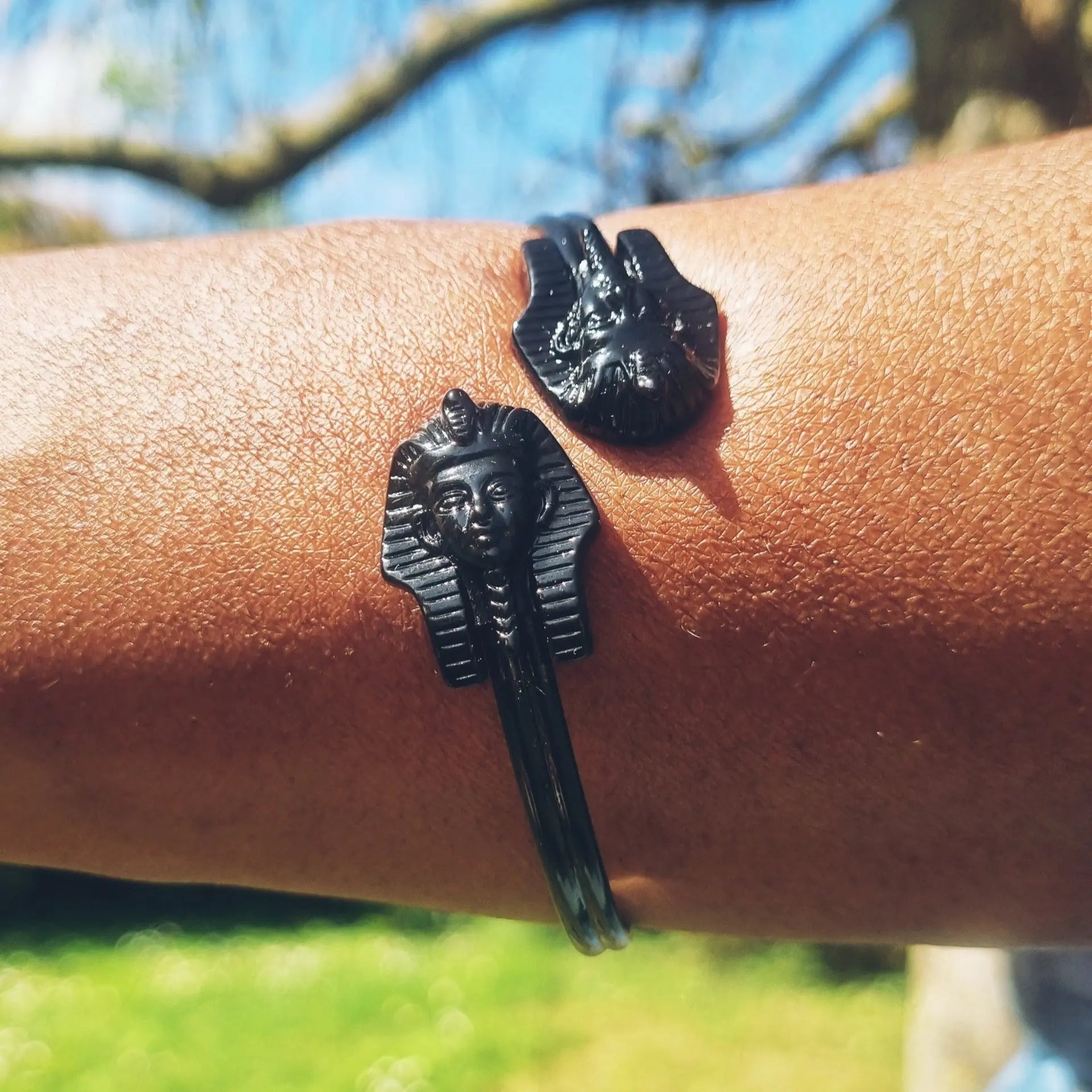 Bracelet_Toutankhamon_acier_inox_rigide_ajustable_noir_ou_dor_22_g_1 - Afro Locks Shop
