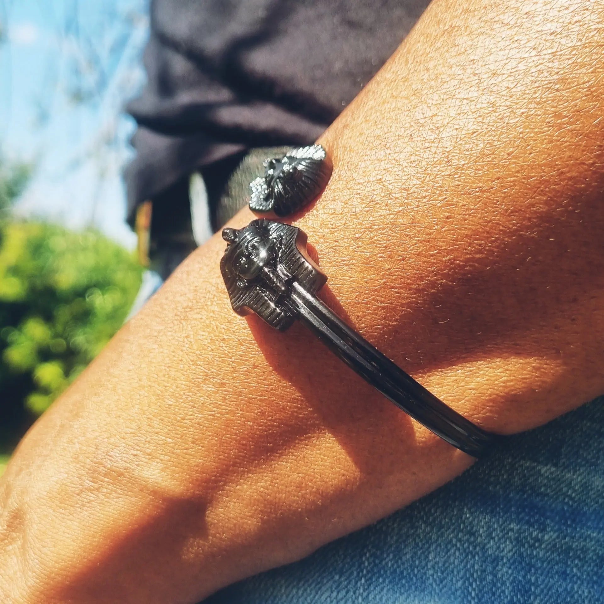 Bracelet_Toutankhamon_acier_inox_rigide_ajustable_noir_ou_dor_22_g_3 - Afro Locks Shop