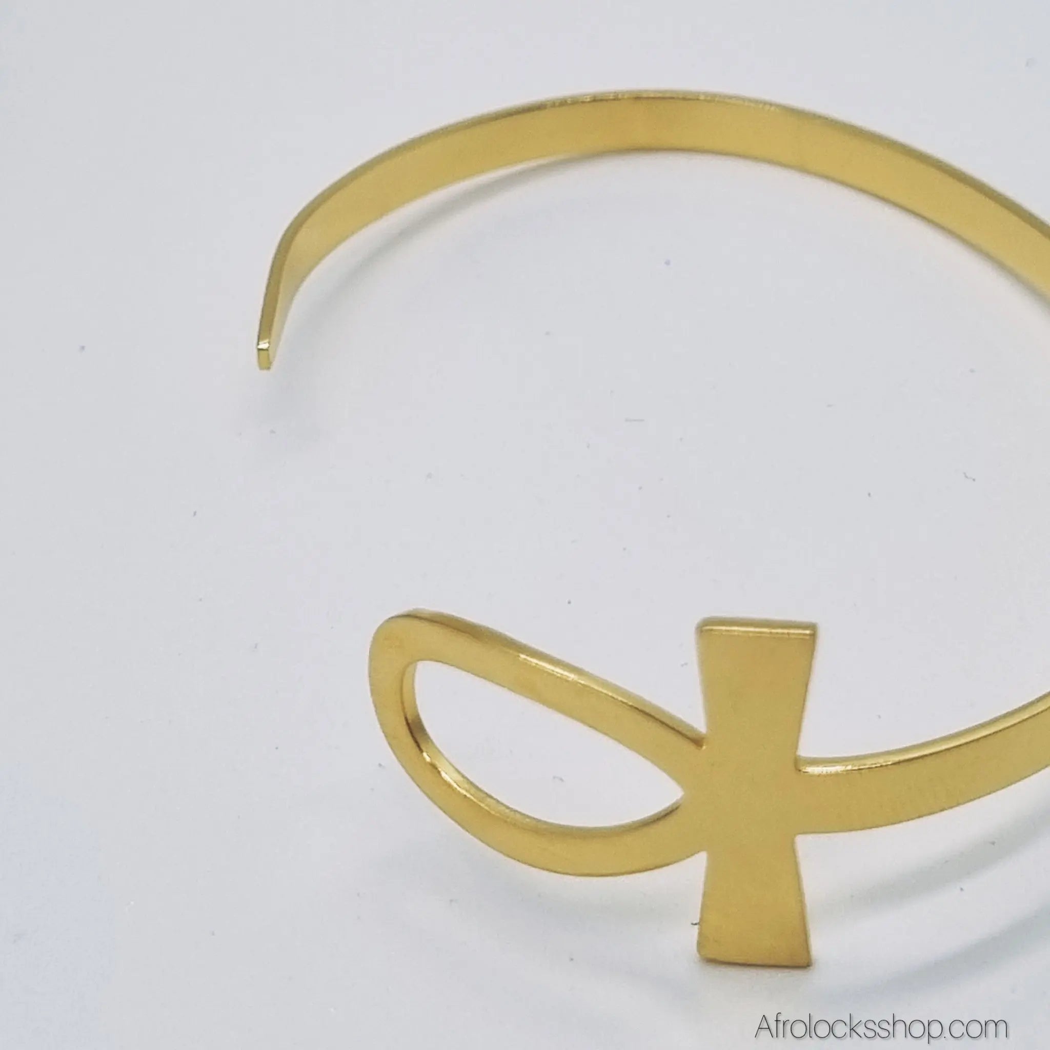 Bracelet_ankh_jonc_dore_acier_inox_3 - Afro Locks Shop