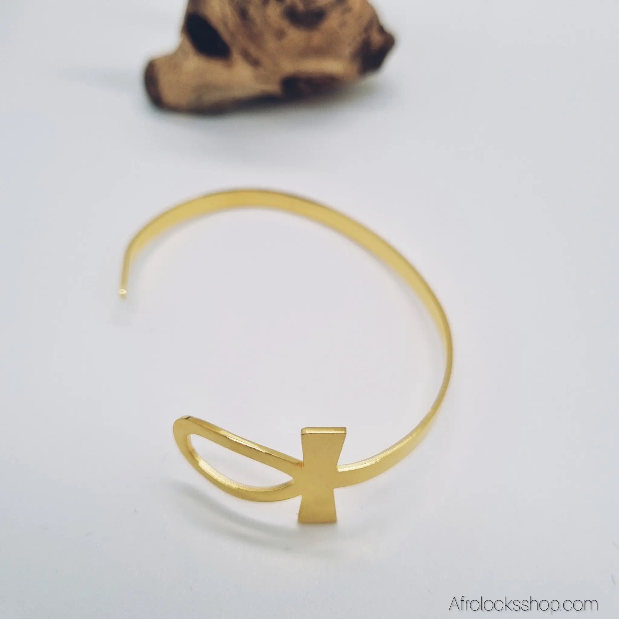 Bracelet_ankh_jonc_dore_acier_inox_4 - Afro Locks Shop
