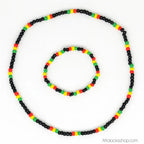 Bracelet_collier_perles_noir_rouge_jaune_vert - Afro Locks Shop