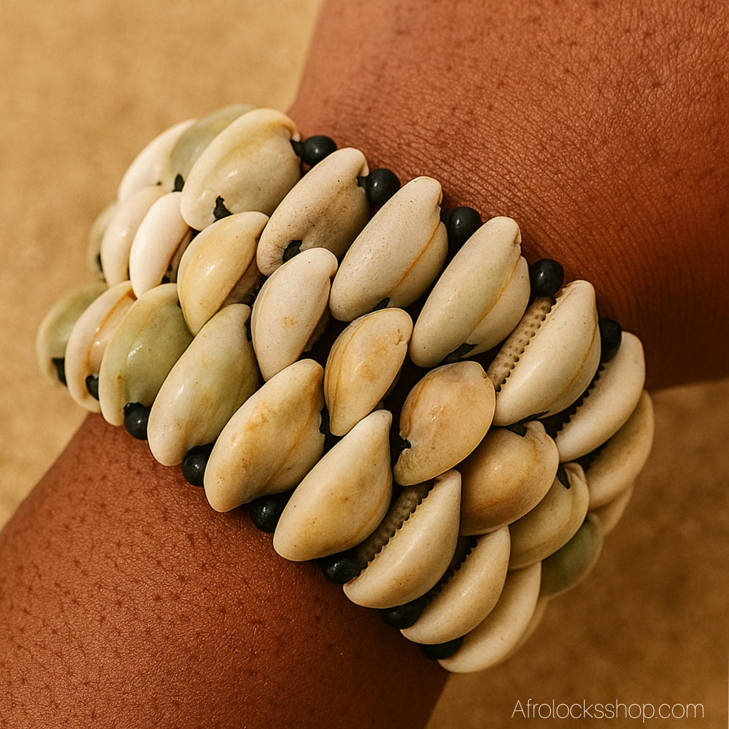 Bracelet en Cauris – Artisanat d’Afrique du Sud – Élastique Unisexe 🐚