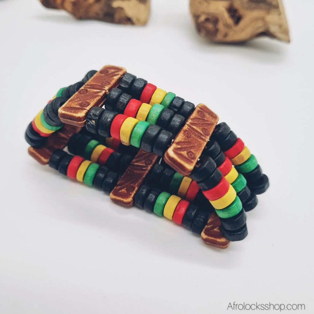 Bracelet_rasta_en_perles_de_bois_4 - Afro Locks Shop