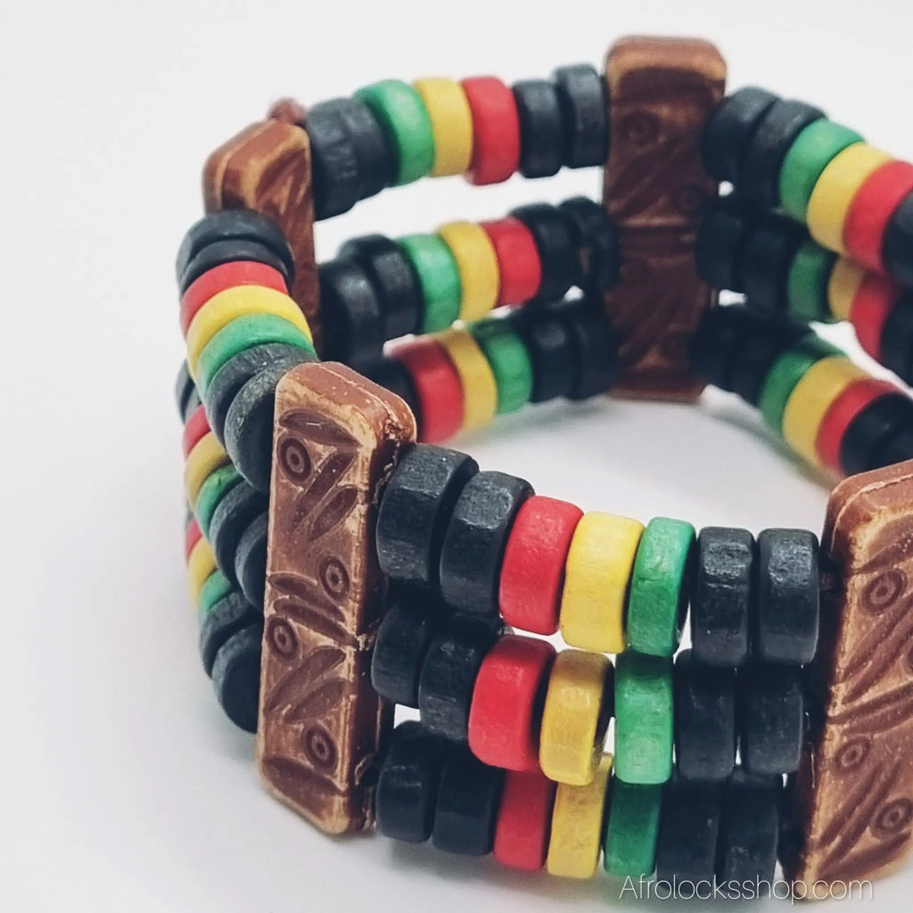 Bracelet_rasta_en_perles_de_bois_6 - Afro Locks Shop