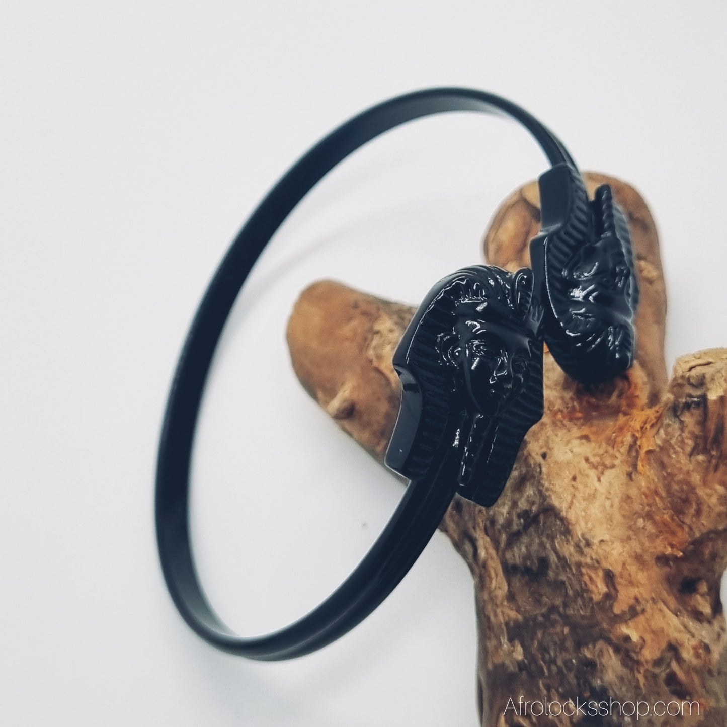 Bracelet Toutankhamon – acier inox 316L, rigide & ajustable (noir ou doré) – 22 g