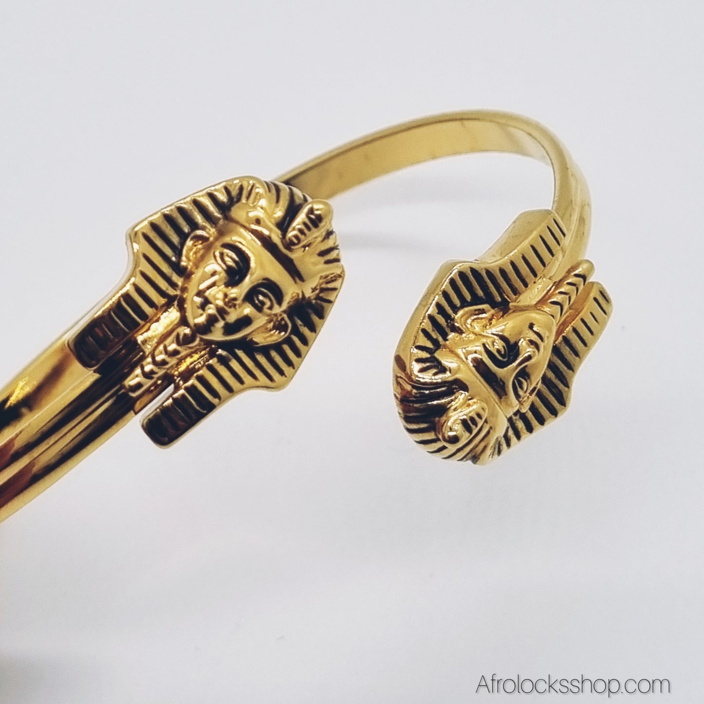 Bracelet Toutankhamon – acier inox 316L, rigide & ajustable (noir ou doré) – 22 g