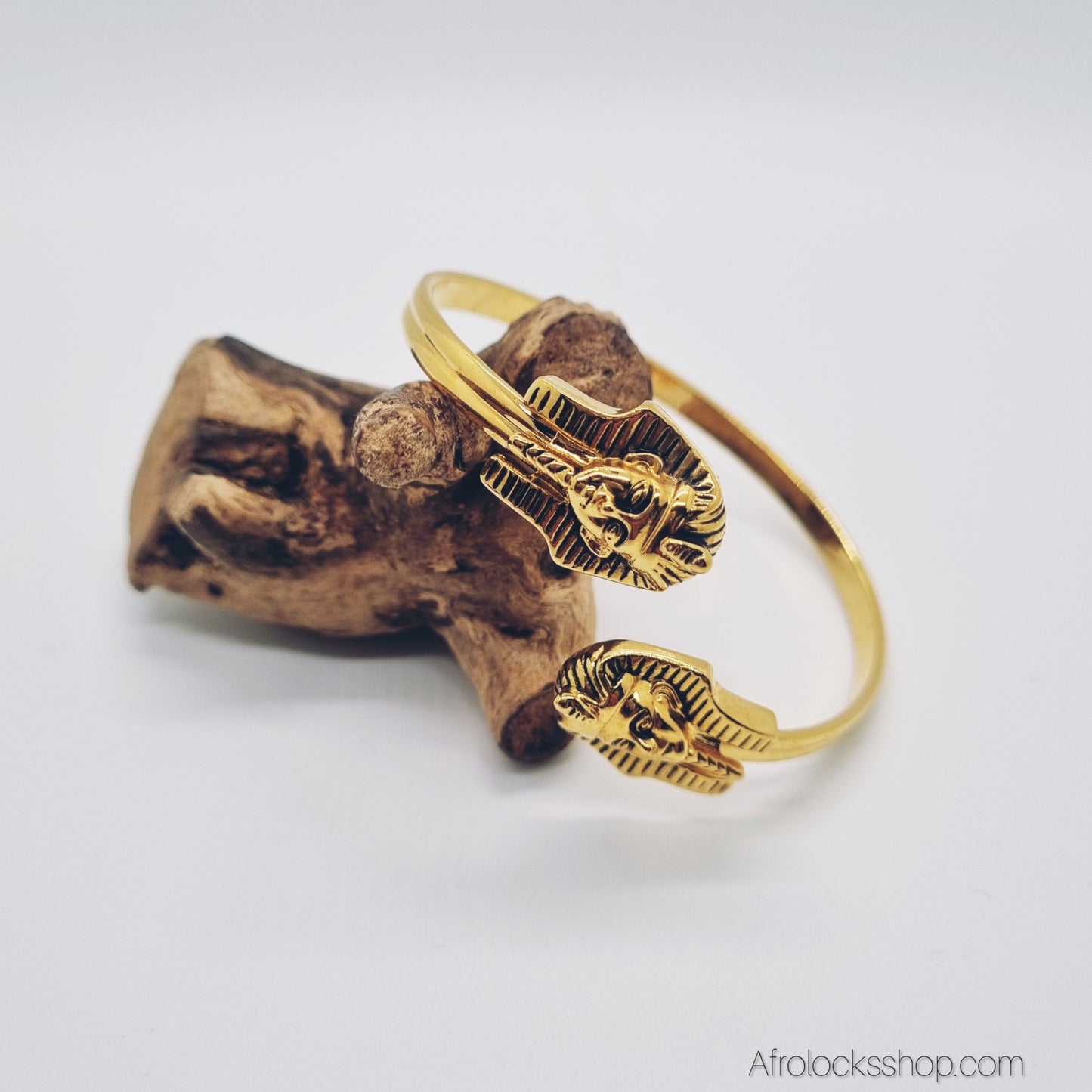 Bracelet Toutankhamon – acier inox 316L, rigide & ajustable (noir ou doré) – 22 g