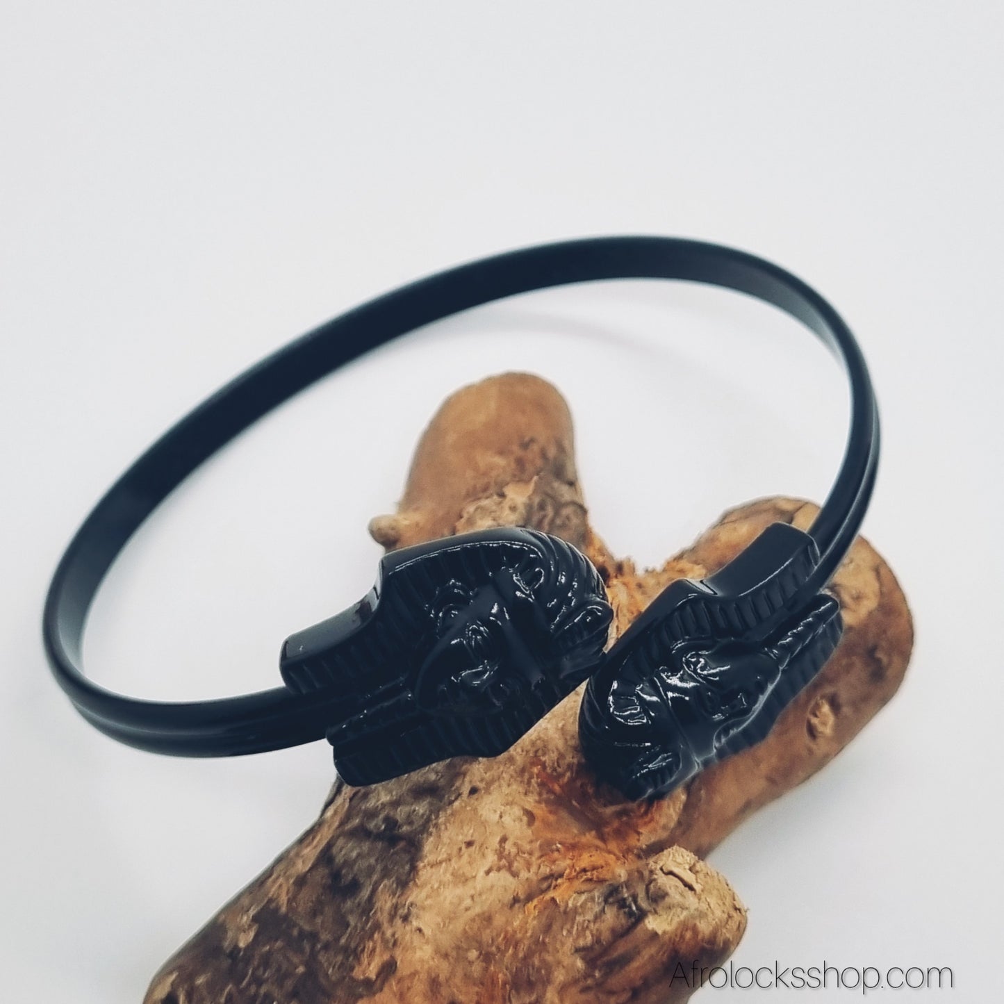 Bracelet Toutankhamon – acier inox 316L, rigide & ajustable (noir ou doré) – 22 g