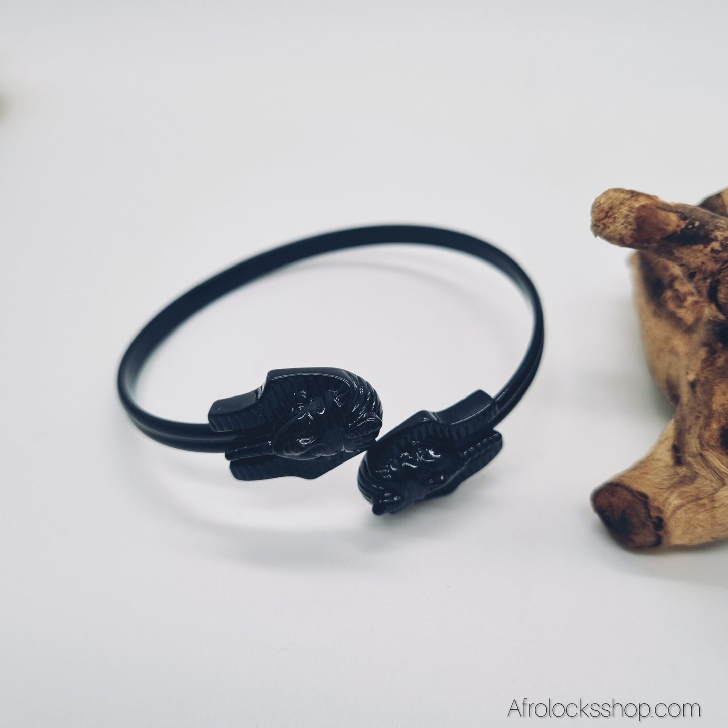 Bracelet Toutankhamon – acier inox 316L, rigide & ajustable (noir ou doré) – 22 g