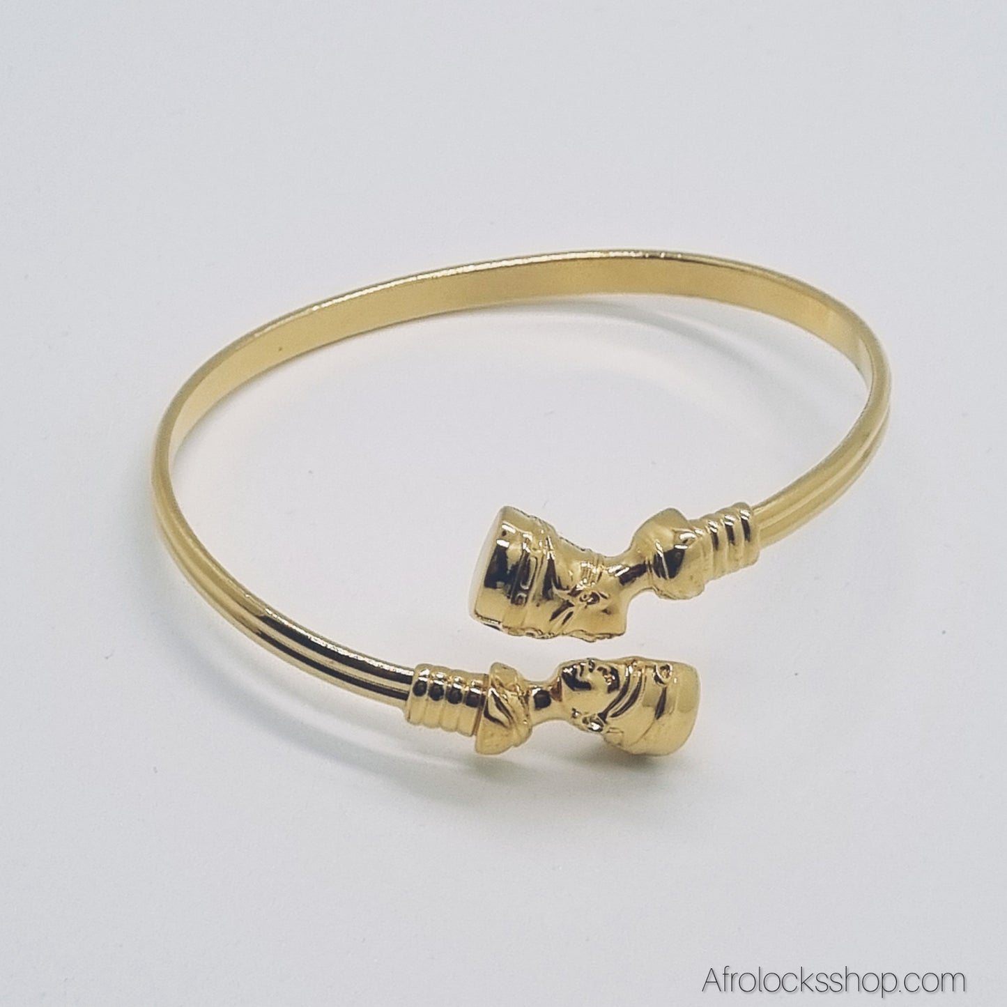 Bracelet Nefertiti – acier inoxydable 316L doré, jonc ajustable (unisexe)