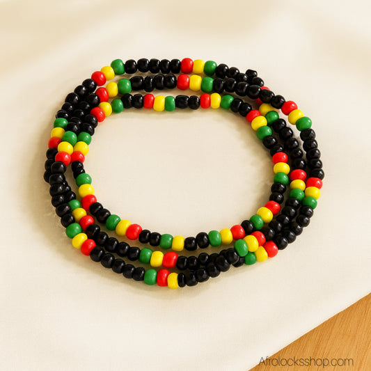 Lot artisanal de 4 ou 8 bracelets rasta en perles – élastiques, unisexe