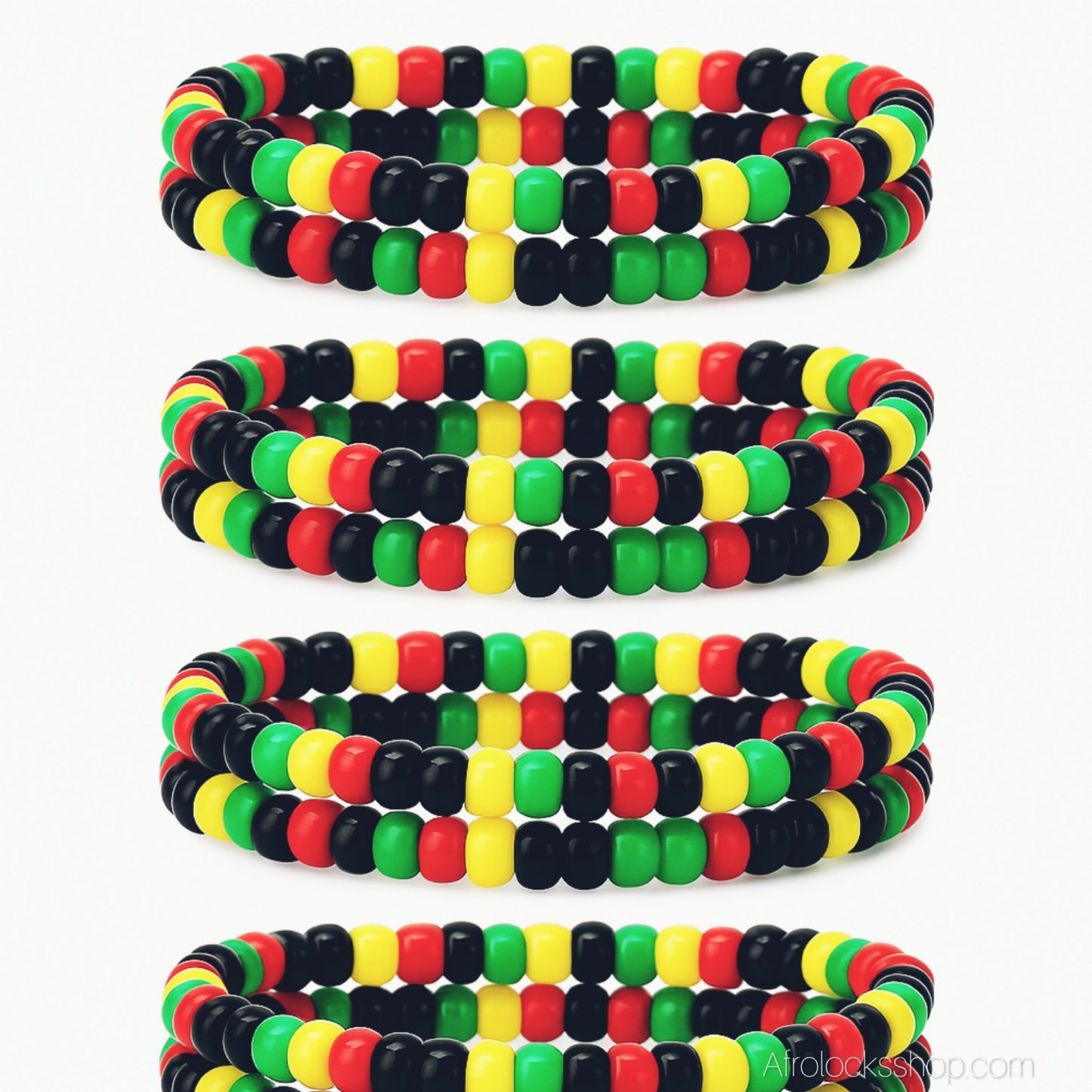 Lot artisanal de 4 ou 8 bracelets rasta en perles – élastiques, unisexe