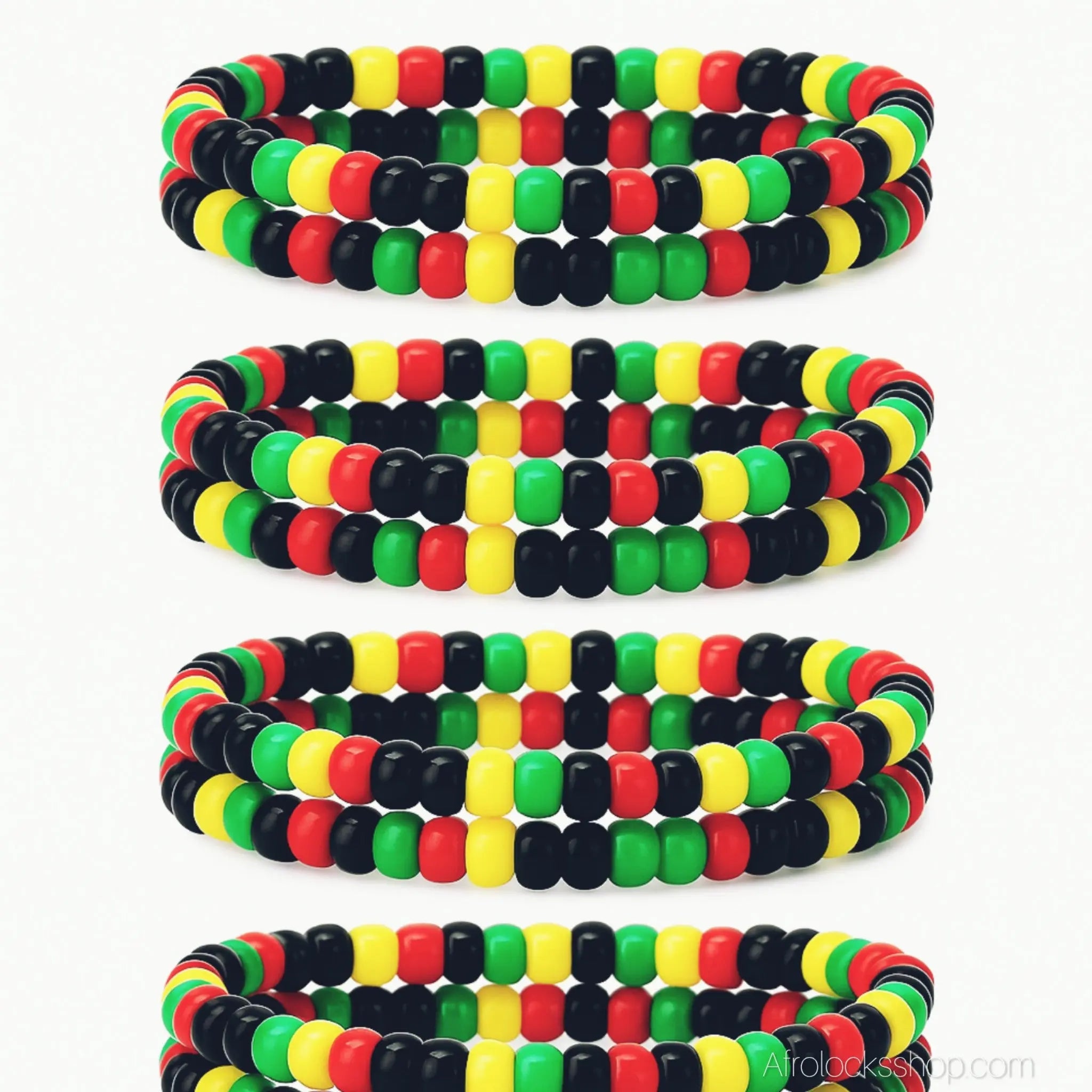 Bracelets_rasta_elastiques_rouge_jaune_vert_noir_1 - Afro Locks Shop