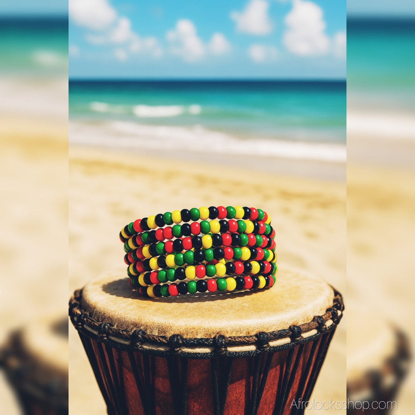 Lot artisanal de 4 ou 8 bracelets rasta en perles – élastiques, unisexe