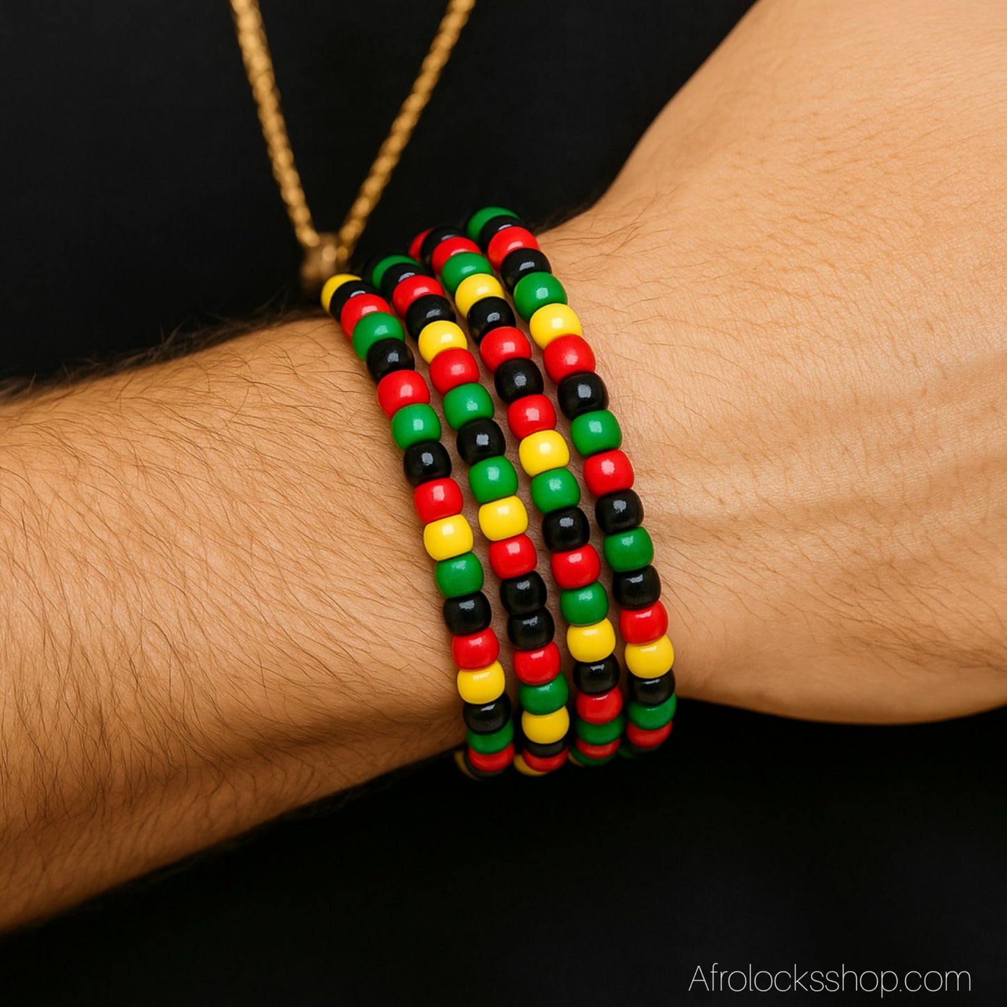Lot artisanal de 4 ou 8 bracelets rasta en perles – élastiques, unisexe