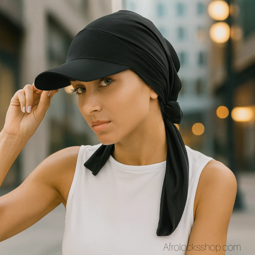 Casquetteturbanstretchnoirgrandvolume1 - Afro Locks Shop