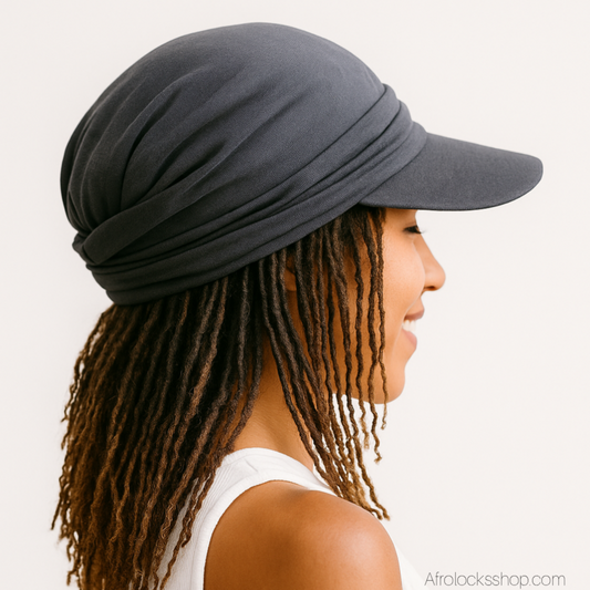 Casquette turban stretch noire – visière & grand volume 🧢