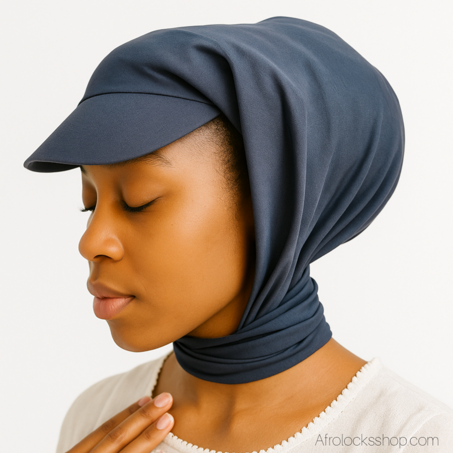 Casquette turban stretch noire – visière & grand volume 🧢
