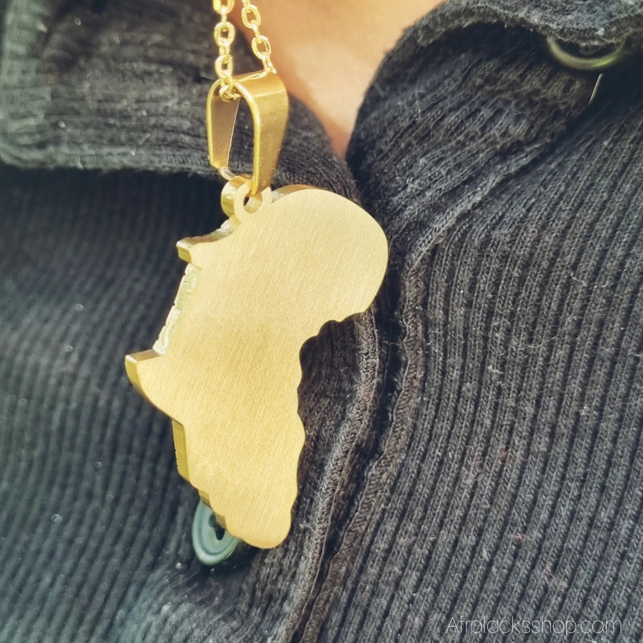 Chaine-afrique-acier-inoxydable-dore - Afro Locks Shop