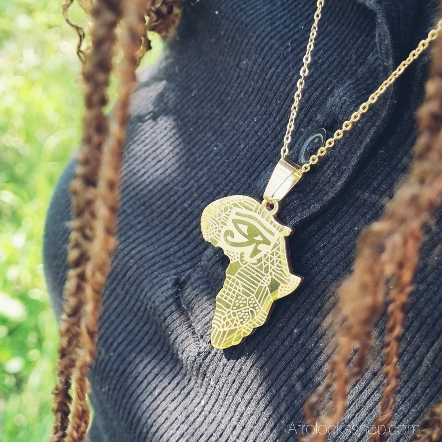Collier « Afrique – Œil d’Horus » en acier inoxydable (épais) – chaîne incluse