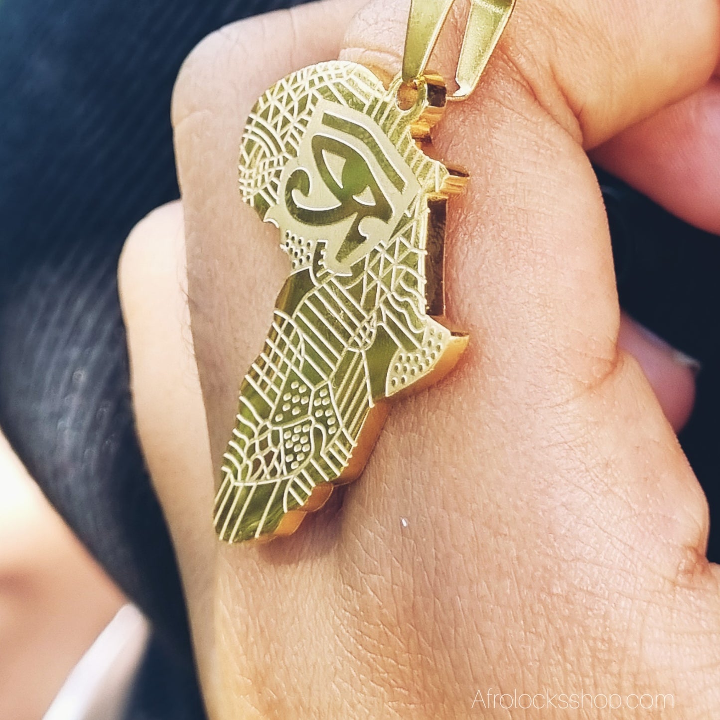 Collier « Afrique – Œil d’Horus » en acier inoxydable (épais) – chaîne incluse