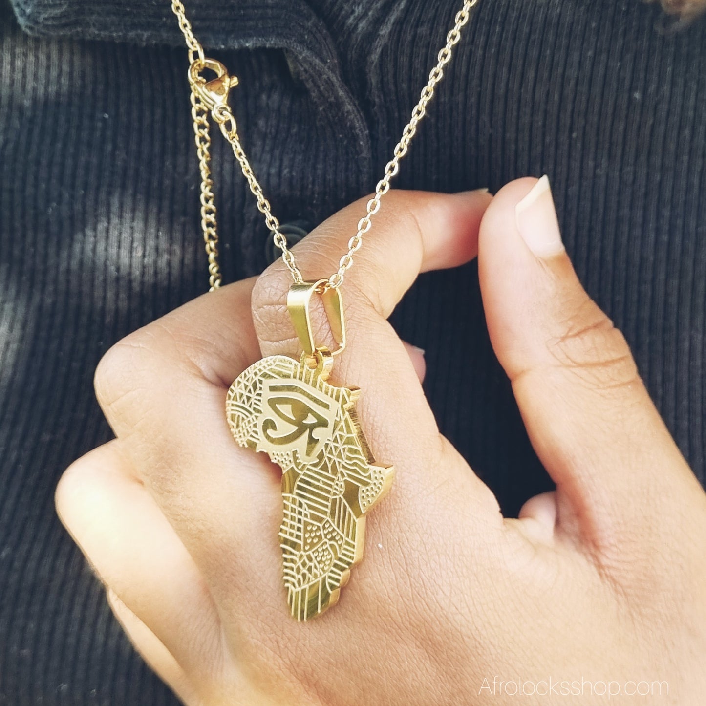 Collier « Afrique – Œil d’Horus » en acier inoxydable (épais) – chaîne incluse