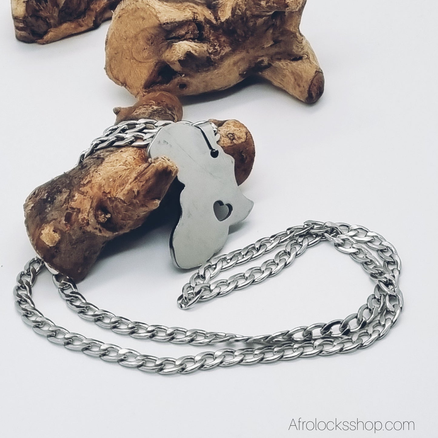 Collier “Africa Love” – Maille Gourmette 60 cm (Acier Inoxydable)