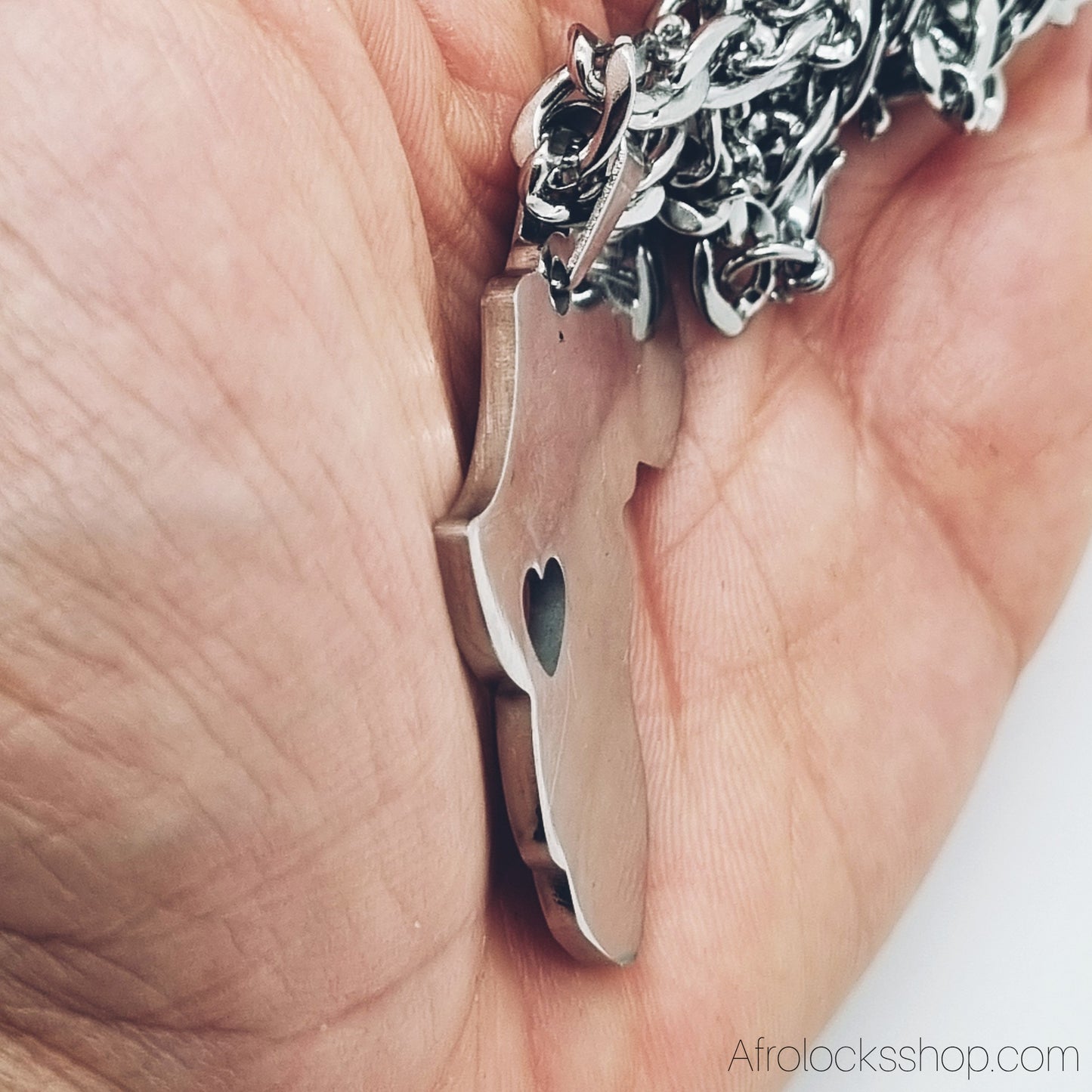 Collier “Africa Love” – Maille Gourmette 60 cm (Acier Inoxydable)